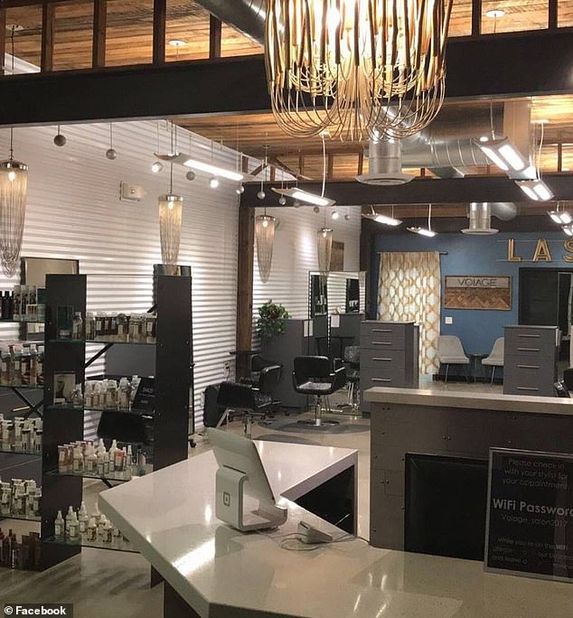 The owner of a beauty salon, Voiage, in Coeur d'Alene, Idaho, Tiffney Prickett, took to TikTok after the election to share her true thoughts on President-elect Donald Trump's voting base. Pictured: Prickett's Idaho salon, Voiage