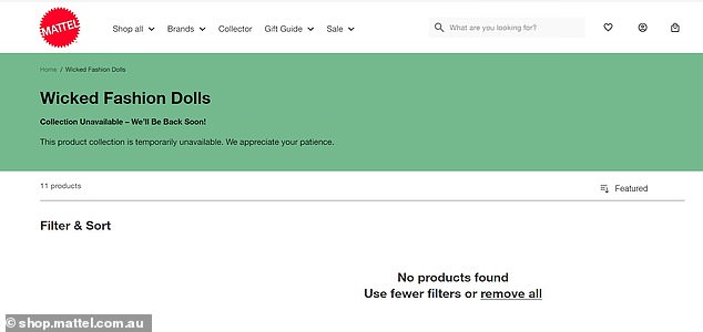The dolls were removed from the shelves in physical stores and online