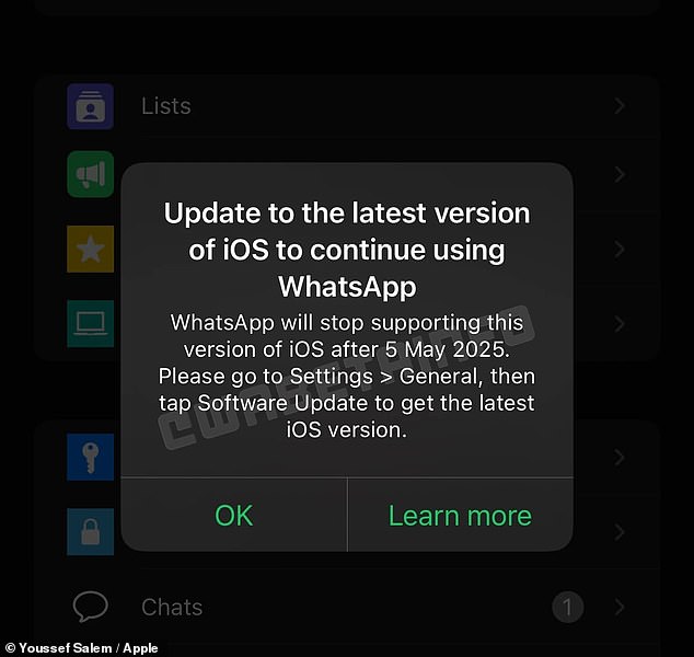 'WhatsApp has a notice period of five months [older iPhone users] ample time to update their devices if possible or consider alternatives if their hardware does not support newer iOS versions,