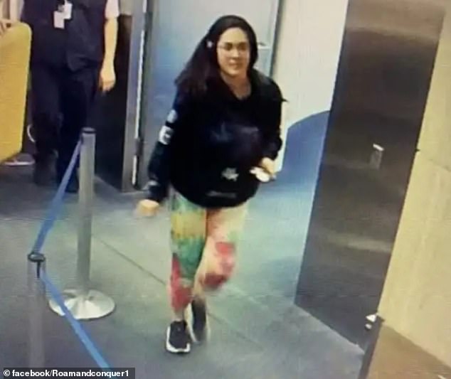 Kobayashi was seen leaving Los Angeles International Airport carrying only a backpack as police say she 'intentionally' missed her connecting flight to New York City