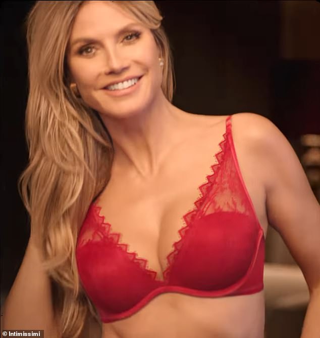 The former USA Angel then stripped down to a red bra and showed off her toned frame before the mother and daughter embraced on the couch