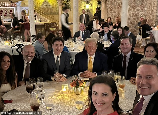 Canadian Prime Minister Justin Trudeau sits next to President-elect Trump at Mar-a-Lago