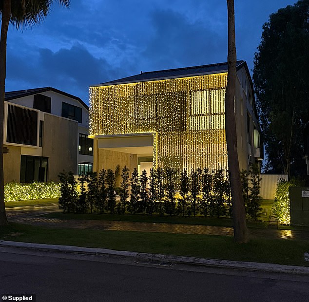 The exterior of her sprawling home on Sentosa Island was fully illuminated by 11-metre custom-made curtain lighting, adding a luxurious touch to the property for the festive season