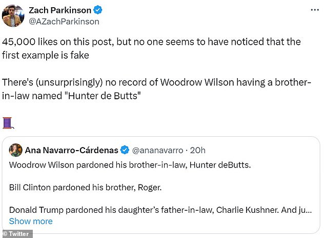 Wilson does not appear to be related to anyone named Hunter deButts, as online sleuth Zach Parkinson discovered when he did a deep dive on X