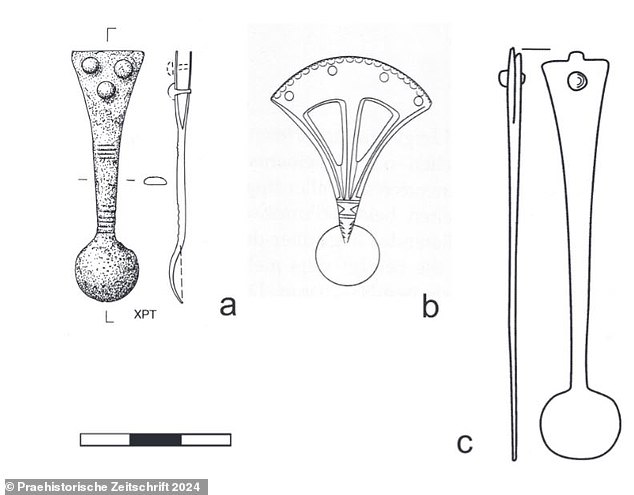 Researchers claim that a series of metal spoons (pictured) strapped to the belts of Germanic warriors were used to dispense powdered narcotics