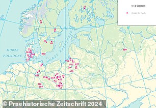 Of the 241 spoon-shaped objects found, those with round bowls were mainly found in modern-day Germany and Poland