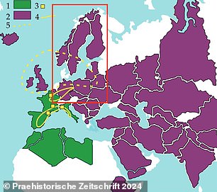 Opium poppies are native to Spain, France and parts of North Africa (green), but were widely introduced throughout Europe in Roman times (purple)