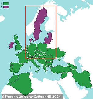 Nightshades are intoxicating in small amounts and are native (green) to much of the area where the spoons are found, as shown by the red square on this map