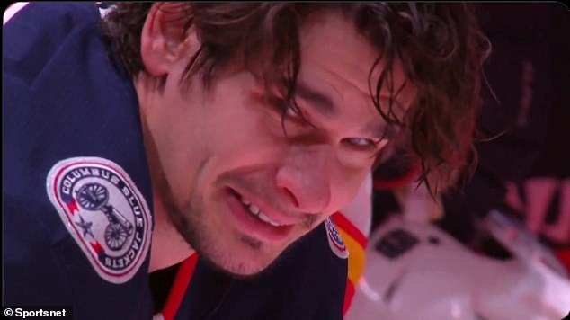 Many onlookers couldn't help but notice that Sean Monahan was overcome with emotion