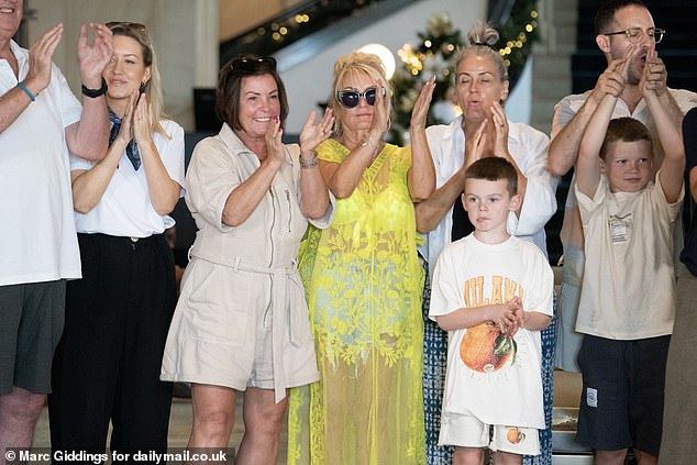 Friends and family of the campmates, including Coleen Rooney's mother Colette, Danny Jones' mother and her sons Kit and Cass were all at the hotel to greet Melvin.