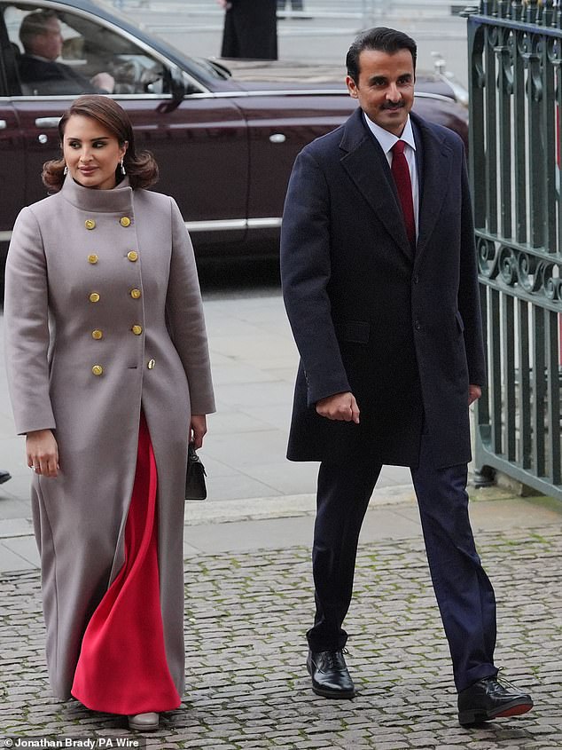 The Emir of Qatar, Sheikh Tamim bin Hamad Al Thani and his wife Sheikha Jawaher arrive earlier today for a tour of Westminster Abbey