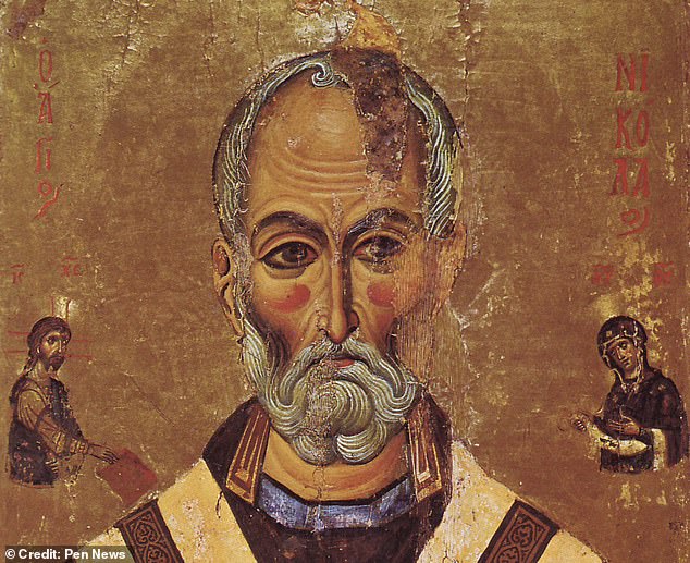 This image shows a 13th century depiction of Saint Nicholas from St. Catherine's Monastery in Sinai, Egypt