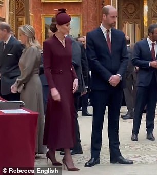 Kate traded for a pair of £650 Gianvito Rossi 105 pumps in royal burgundy suede