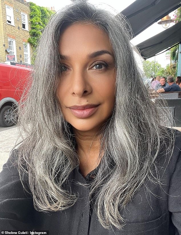 Her post comes after she revealed that since she let her long locks grow out gray after dying her hair dark brown for years, she now feels 'comfortable'.