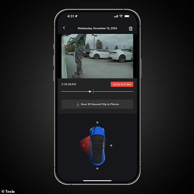 Dashcam and Sentry Mode clips can be viewed directly from the Tesla app and saved to your phone for editing or sharing