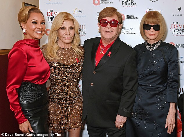 Donatella, 69, was joined by her boyfriend Sir Elton John, who wrote the music for the show, as well as Anna Wintour and Vanessa Williams.