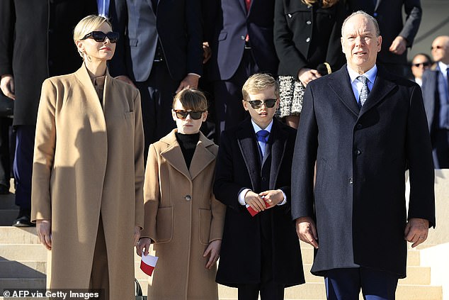 Princess Gabriella twinned with her mother, Princess Charlene of Monaco, as they stepped out in coordinated winter looks earlier today. Jacques, the twin brother of the nine-year-old royal, meanwhile matched his father Prince Albert II