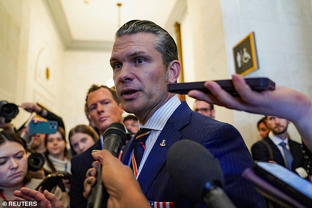 Controversial Defense Secretary candidate Pete Hegseth is seen surrounded by reporters on Capitol Hill last week. Hegseth's appointment appears to be in jeopardy as allegations of sexual assault have surfaced, as well as complaints of inappropriate workplace behavior