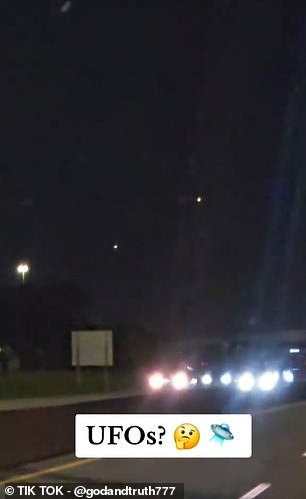 Another Tik Tok user in the area, posting as @godandtruth777, may have also captured the UFOs on film (above), saying, “Seen in DFW! And they didn't look like airplanes!'