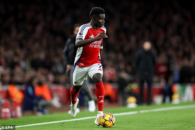 Bukayo Saka had more joy in the second half after Tyrell Malacia left