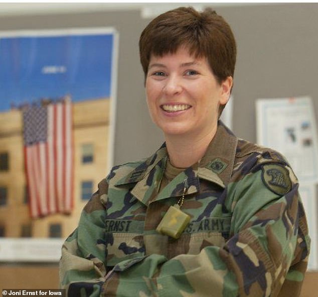 Ernst in 2003, before her deployment abroad. She was the commander of the 1168th Transportation Combat Support Company, based in Red Oak, Iowa