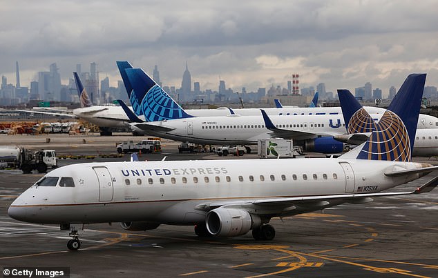 United Airlines Flight 3439 had to be evacuated on Wednesday evening after a fire broke out in the cabin (stock image)