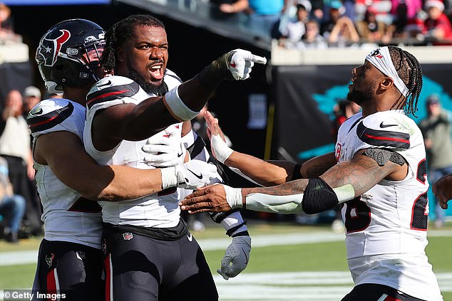 Al-Shair points to the Jacksonville Jaguars bench after a fight and was ejected Sunday