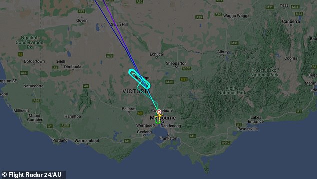 The plane's altitude dropped slightly before it turned around and circled over Bendigo, in Victoria's central west, for about three hours on Thursday morning (pictured)