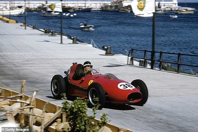 Hawthorn driving the Ferrari Dino 246 in the Monaco Grand Prix May 18, 1958 (pictured may not be the exact chassis sold by Ecclestone Collection)