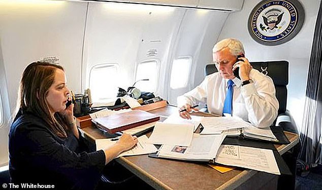 Troye with then-Vice President Mike Pence. she served as his homeland security and counterterrorism adviser