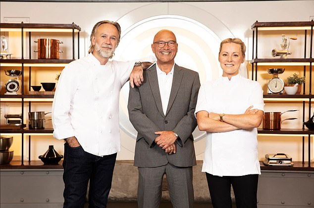 Last Friday, Australian chef Torode was flown abroad to continue filming the show, with Irish chef Anna Haugh (left) stepping in to replace Wallace (pictured centre).