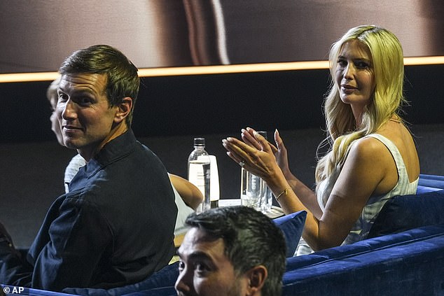 Husband Jared Kushner (left) watched from the audience as his wife and son took the stage