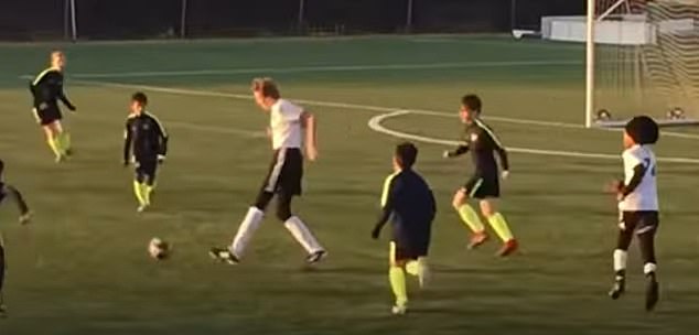 Barron Trump's football skills left many social media users baffled by one key detail