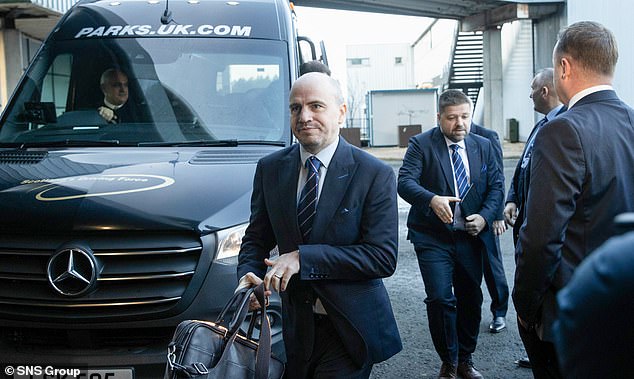 James Taylor, Ibrox's chief financial officer, arrives at the Clyde Auditorium for the AGM yesterday