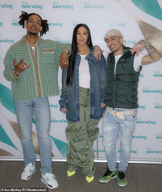 N-Dubz reunited in 2023 - Tulisa with Richard Rawson and her cousin Costadinos 'Dappy' Contostavlos (right)