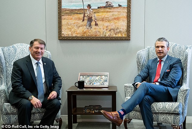 Pete Hegseth, Trump's nominee for defense secretary, meets with Sen. Mike Rounds, R-S.D.