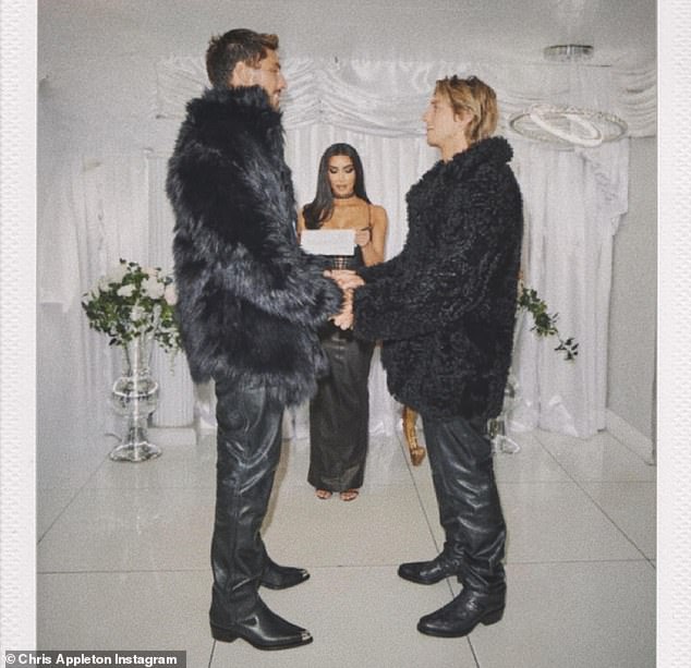 The former couple said 'I do' in Las Vegas at the Little White Chapel - with Kim Kardashian notably officiating the wedding