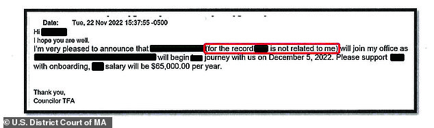 According to the complaint, Anderson also lied about his relationship to the employee when the hire was made