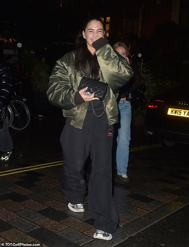 The son of David and Victoria Beckham, 22, and the London-based DJ, 23, appeared to be over the moon and struggled to wipe the smiles from their faces as they left the London restaurant.