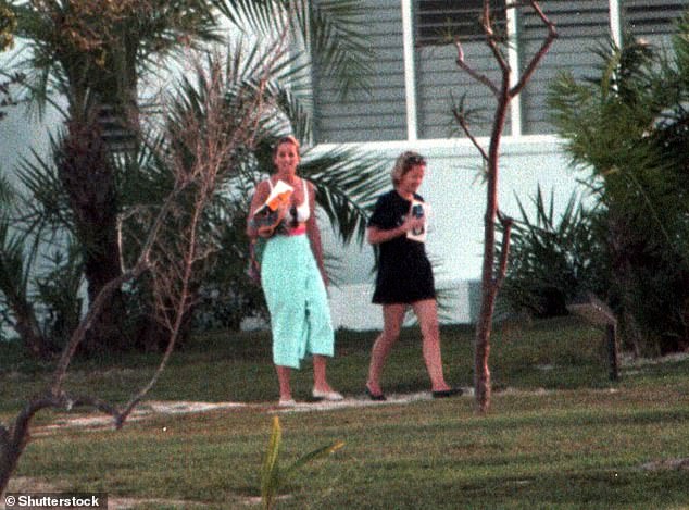 Diana and Victoria on holiday on the Caribbean island of Barbuda in 1996