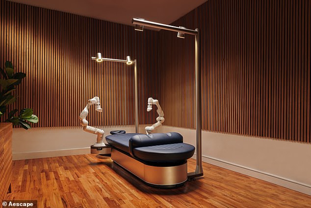 Directly above the Aescape massage tables are infrared sensors, powered by AI, that produce 3D models of the body