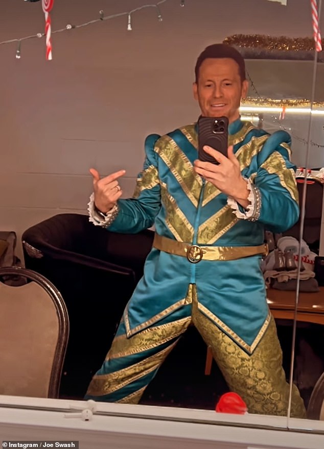 The former EastEnders actor further reassured fans there was nothing to worry about as he filmed a video of himself in his panto gear as a 'sneak peak'.