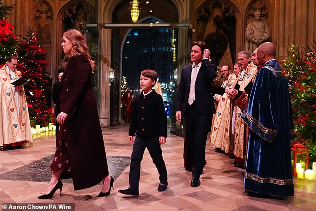 Princess Beatrice, who is expecting her second child, attended the service last night