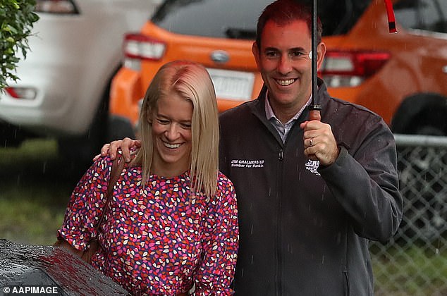 With Labor lagging in the polls and the Prime Minister faltering, there is talk that a generational shift to Chalmers (pictured with wife Laura on election day in Brisbane on May 21, 2022) could be the recipe for a government revival.