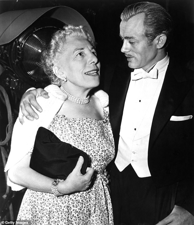 Edna Ferber with James Dean, dressed as an older, balding Jett Rink