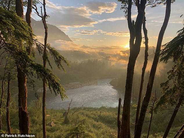 The sunset views of the Cascade Mountains along the Skykomish River are breathtaking