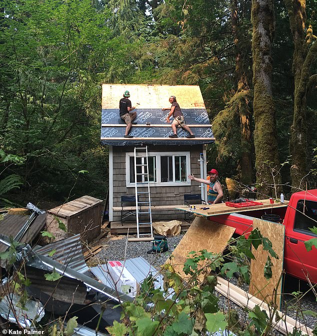 Hutchison and his friends spent weekends working on the cabin, which is located in the mossy conifer forests of the Cascade Mountains.