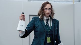 Gwendoline Christie's mysterious character with a cowbell in Severance season 2