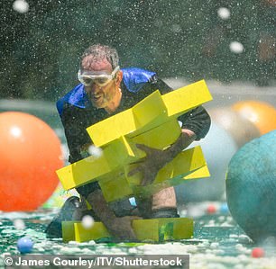 The stars, armed with goggles and elbow and knee pads, cringed as they were attacked from all angles by powerful blasts of water, foam and goo.