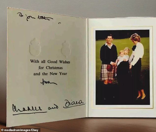 A Christmas card signed by King Charles III and Princess Diana is selling on eBay - and it could be yours for £2,000